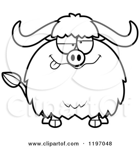 Cartoon of a Black And White Drunk or Dumb Chubby Ox - Royalty Free Vector Clipart by Cory Thoman