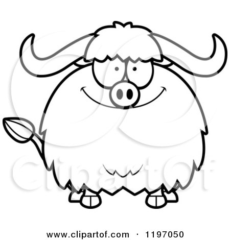 Cartoon of a Black And White Happy Chubby Ox - Royalty Free Vector Clipart by Cory Thoman