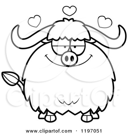 Cartoon of a Black And White Loving Chubby Ox - Royalty Free Vector Clipart by Cory Thoman