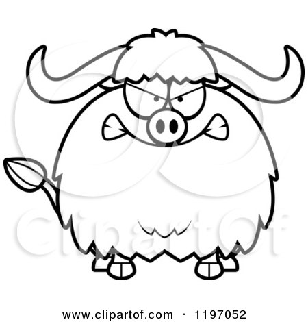 Cartoon of a Black And White Mad Chubby Ox - Royalty Free Vector Clipart by Cory Thoman
