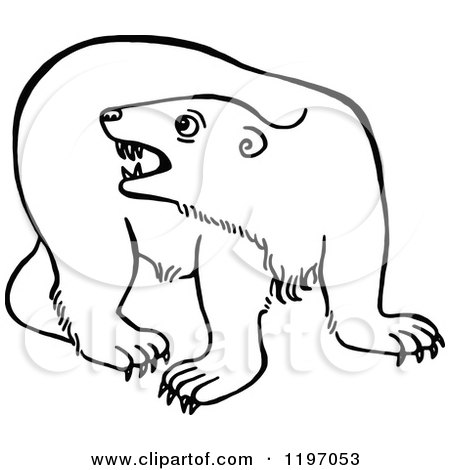 Clipart of a Black and White Angry Polar Bear - Royalty Free Vector Illustration by Prawny