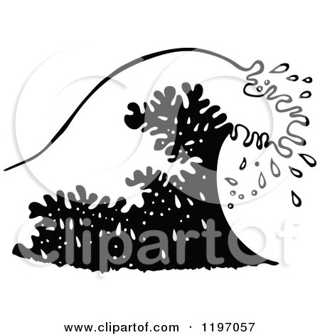 Clipart of a Black and White Wave - Royalty Free Vector Illustration by Prawny