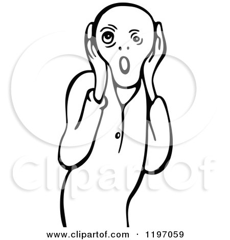 Clipart of a Black and White Person Screaming - Royalty Free Vector Illustration by Prawny
