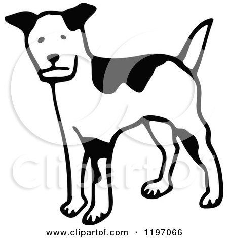 Clipart of a Black and White Alert Dog - Royalty Free Vector Illustration by Prawny