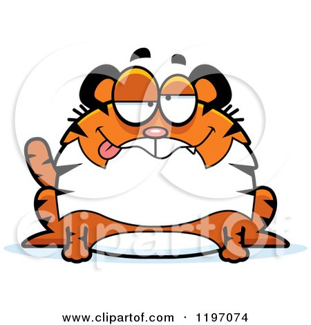 Cartoon of a Drunk or Dumb Chubby Tiger - Royalty Free Vector Clipart by Cory Thoman
