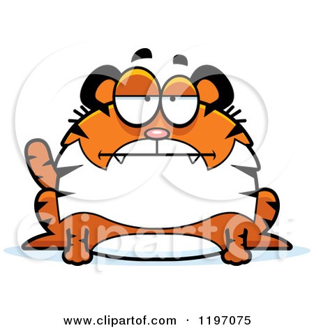 Cartoon of a Bored Chubby Tiger - Royalty Free Vector Clipart by Cory Thoman