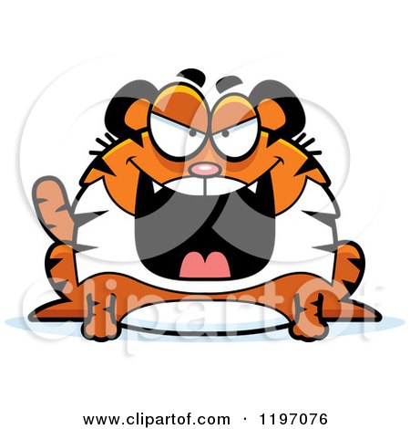 Cartoon of an Evil Chubby Tiger - Royalty Free Vector Clipart by Cory Thoman