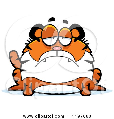 Cartoon of a Depressed Chubby Tiger - Royalty Free Vector Clipart by Cory Thoman