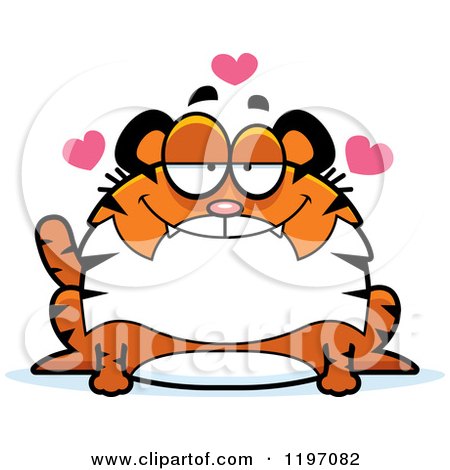 Cartoon of a Loving Chubby Tiger - Royalty Free Vector Clipart by Cory Thoman