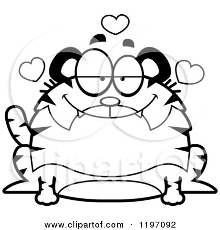 Cartoon of a Black And White Loving Chubby Tiger - Royalty Free Vector Clipart by Cory Thoman