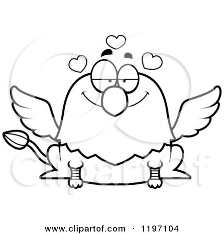 Cartoon of a Black And White Loving Griffin - Royalty Free Vector Clipart by Cory Thoman