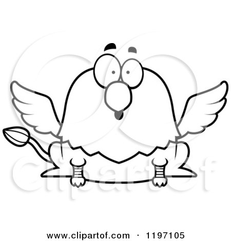 Cartoon of a Black And White Surprised Griffin - Royalty Free Vector Clipart by Cory Thoman