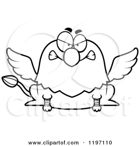 Cartoon of a Black And White Mad Griffin - Royalty Free Vector Clipart by Cory Thoman