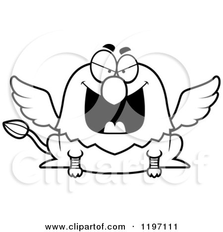 Cartoon of a Black And White Evil Griffin - Royalty Free Vector Clipart by Cory Thoman