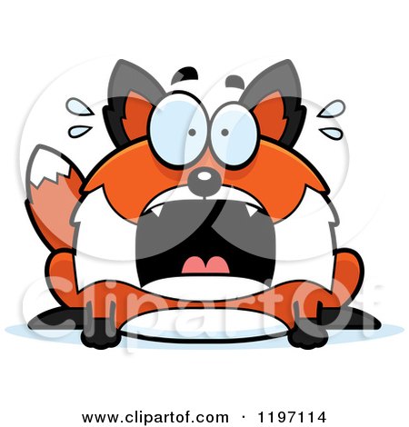 Cartoon of a Scared Chubby Fox - Royalty Free Vector Clipart by Cory Thoman