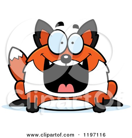 Cartoon of a Grinning Chubby Fox - Royalty Free Vector Clipart by Cory Thoman