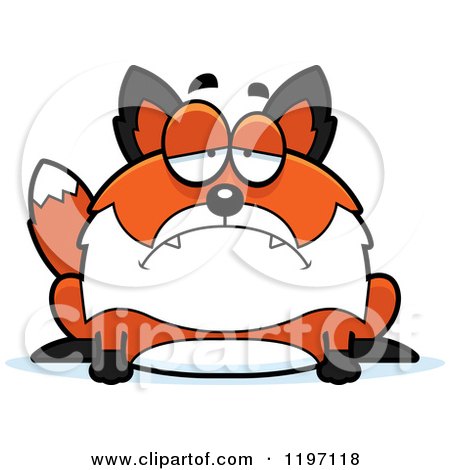 Cartoon of a Depressed Chubby Fox - Royalty Free Vector Clipart by Cory Thoman