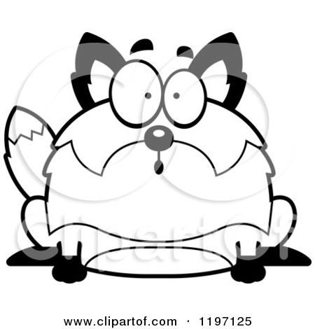 Cartoon of a Black And White Surprised Chubby Fox - Royalty Free Vector Clipart by Cory Thoman