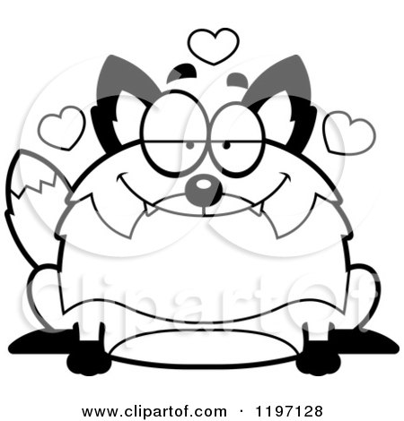 Cartoon of a Black And White Loving Chubby Fox - Royalty Free Vector Clipart by Cory Thoman