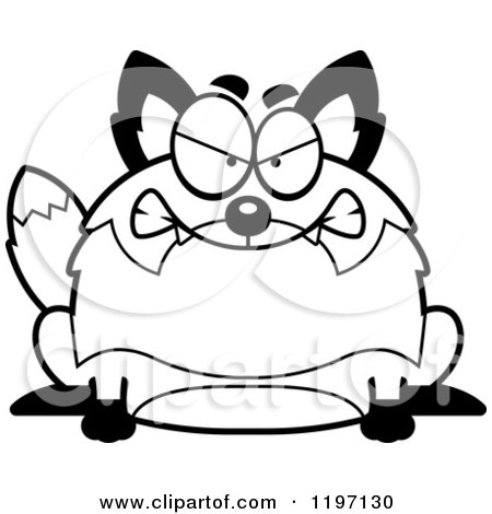 Cartoon of a Black And White Mad Chubby Fox - Royalty Free Vector Clipart by Cory Thoman