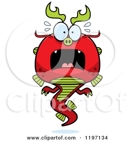 Cartoon of a Scared Chinese Dragon - Royalty Free Vector Clipart by Cory Thoman