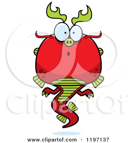 Cartoon of a Surprised Chinese Dragon - Royalty Free Vector Clipart by Cory Thoman
