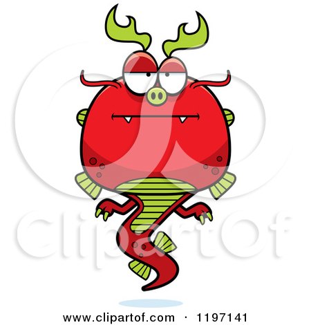 Cartoon of a Bored Chinese Dragon - Royalty Free Vector Clipart by Cory Thoman