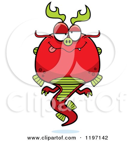 Cartoon of a Drunk Chinese Dragon - Royalty Free Vector Clipart by Cory Thoman