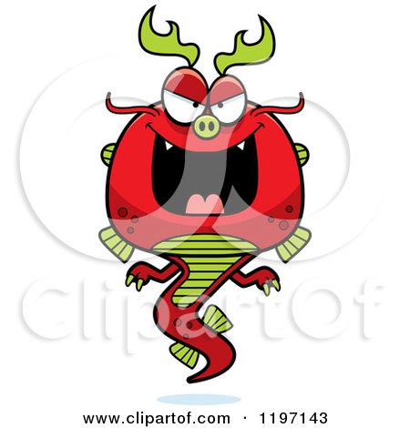 Cartoon of an Evil Chinese Dragon - Royalty Free Vector Clipart by Cory Thoman