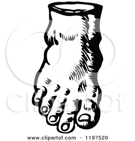 Clipart of a Vintage Black and White Foot 2 - Royalty Free Vector Illustration by Prawny Vintage