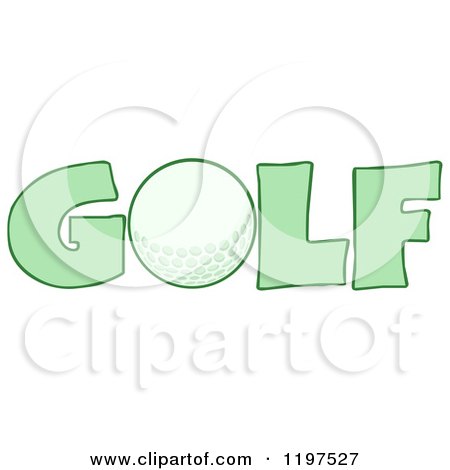 Cartoon of a Ball in the Green Word GOLF - Royalty Free Vector Clipart by Hit Toon