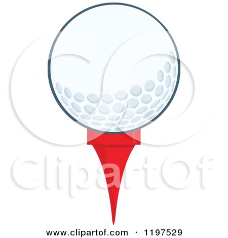 Cartoon of a Golf Ball on a Tee - Royalty Free Vector Clipart by Hit Toon