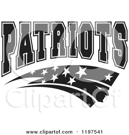 Clipart of Black and White PATRIOTS Team Text over Stars - Royalty Free Vector Illustration by Johnny Sajem