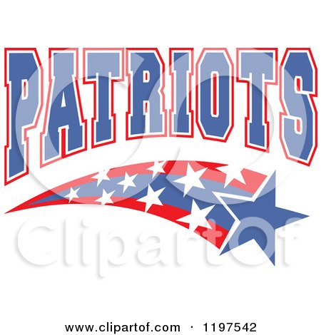 Clipart of PATRIOTS Team Text over Shooting Stars - Royalty Free Vector Illustration by Johnny Sajem