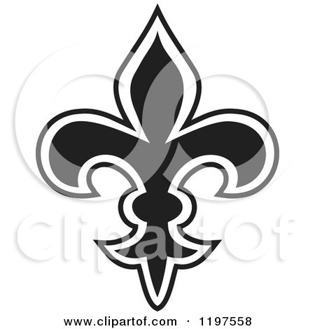 Clipart of a Black and White Fleur De Lis - Royalty Free Vector Illustration by Johnny Sajem