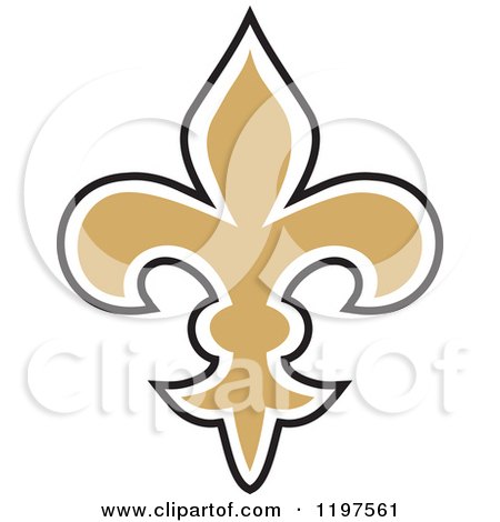 Clipart of a Black White and Golden Fleur De Lis - Royalty Free Vector Illustration by Johnny Sajem