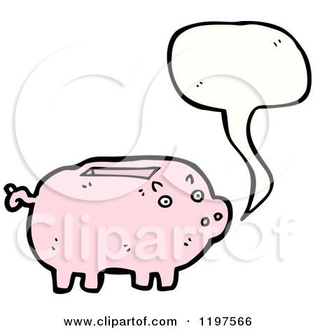 Cartoon of a Piggy Bank Speaking - Royalty Free Vector Illustration by lineartestpilot