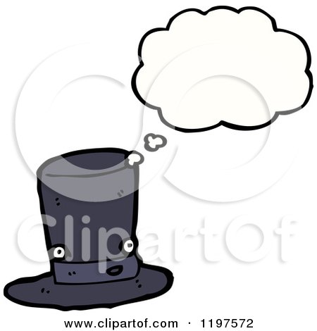 Cartoon of a Top Hat Thinking - Royalty Free Vector Illustration by lineartestpilot