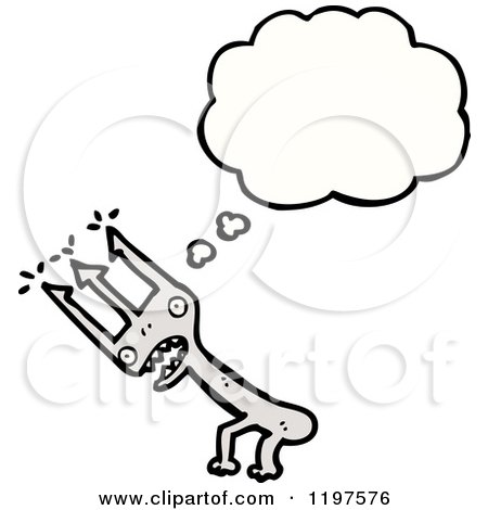 Cartoon of a Fork Character Thinking - Royalty Free Vector Illustration by lineartestpilot