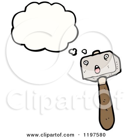 Cartoon of a Hammer Thinking - Royalty Free Vector Illustration by lineartestpilot