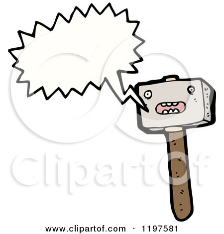 Cartoon of a Hammer Speaking - Royalty Free Vector Illustration by lineartestpilot