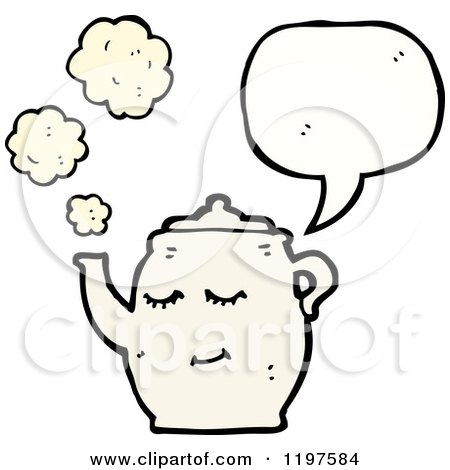 Cartoon of a Smiling Teapot Speaking - Royalty Free Vector Illustration by lineartestpilot
