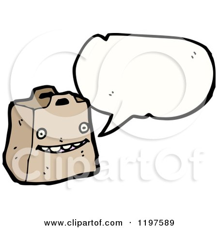 Cartoon of a Paper Sack Speaking - Royalty Free Vector Illustration by lineartestpilot