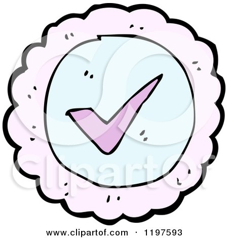 Cartoon of a Lacy Label with a Check Mark - Royalty Free Vector Illustration by lineartestpilot
