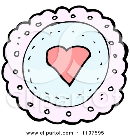 Cartoon of a Lacy Heart Label - Royalty Free Vector Illustration by lineartestpilot