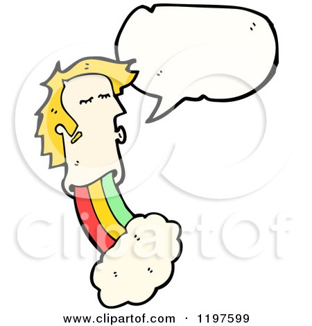 Cartoon of a Man's Head with a Rainbow Speaking - Royalty Free Vector Illustration by lineartestpilot