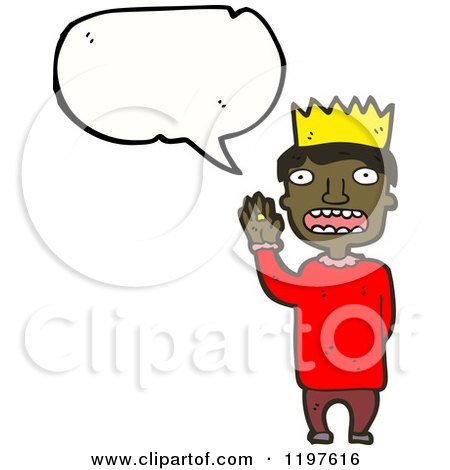 Cartoon of an African American Boy Wearing a Crown Speaking - Royalty Free Vector Illustration by lineartestpilot