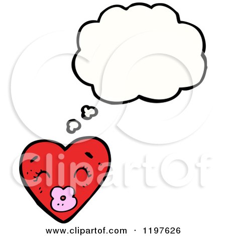 Cartoon of a Heart Thinking - Royalty Free Vector Illustration by lineartestpilot