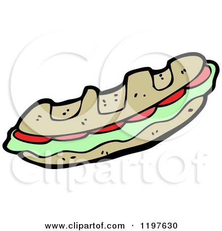 Cartoon of a Submarine Sandwich - Royalty Free Vector Illustration by lineartestpilot