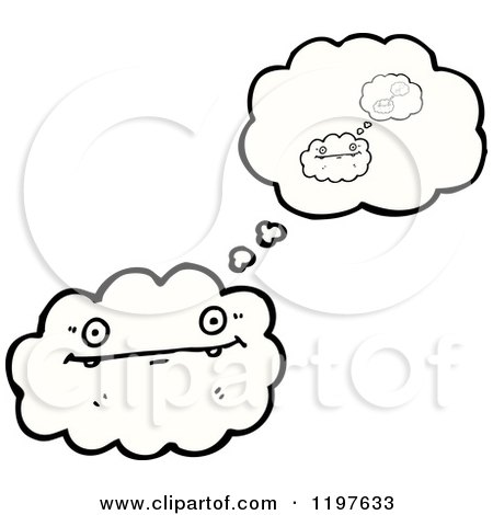 Cartoon of a Cloud Thinking About Itself - Royalty Free Vector Illustration by lineartestpilot